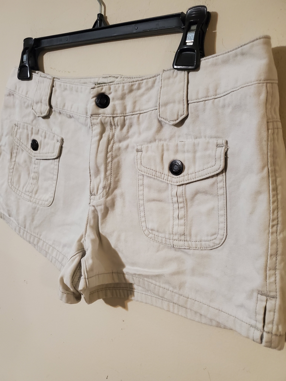 Y2k American Eagle Low Rise Shortie Light Khaki Utility Shorts Sz 8